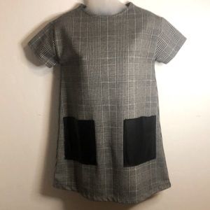 Zara Girl retro/mod, plaid sheath dress with patch pockets, size 11-12